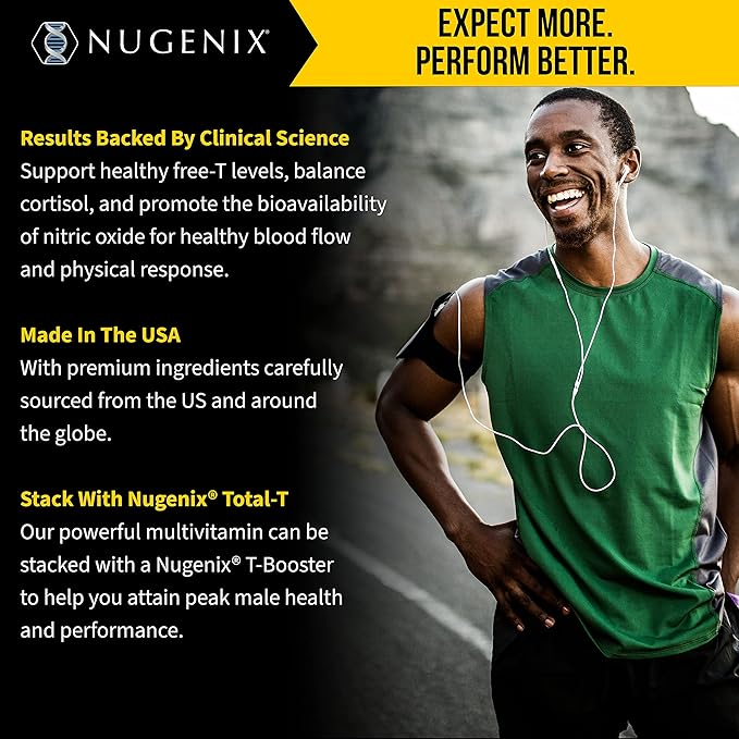 Nugenix Men's Daily Testosterone Multivitamin for Men - 19 Vitamins and Minerals, Supports Free Testosterone, 60 Tablets