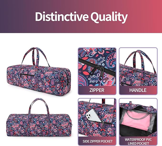 Boulder Bee | Yoga Mat Bag | Large Yoga Mat Carrier with Wet Pocket | Yoga Gifts | Gym Tote Bag for Women