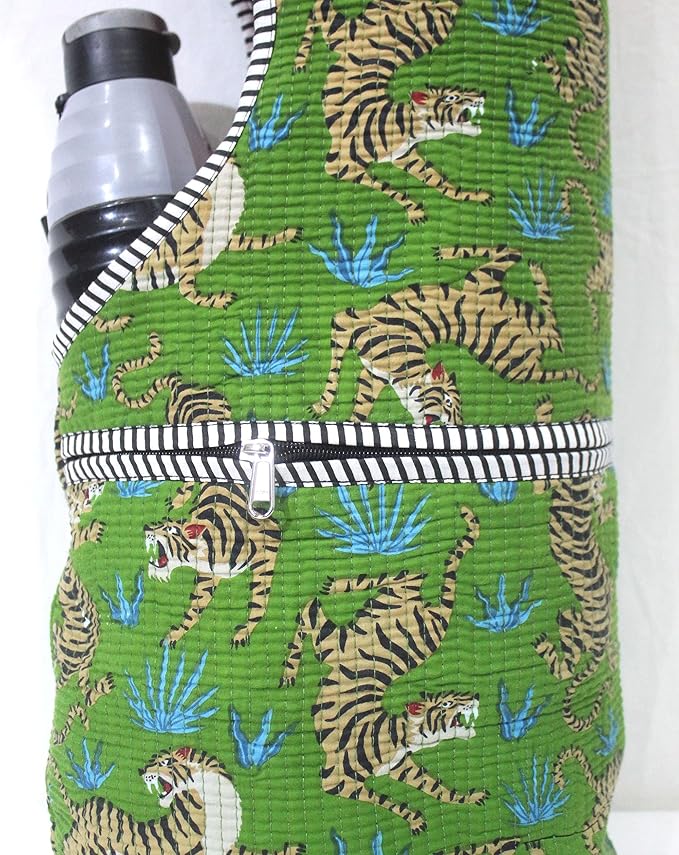 INDIAN CRAFT CASTLE Yoga Mat Bag | Tote Mat Bag | Sling Yoga Tote w/Large Side Pocket & Zipper Pocket | Yoga Mat Carrier Fits Most Size Mats