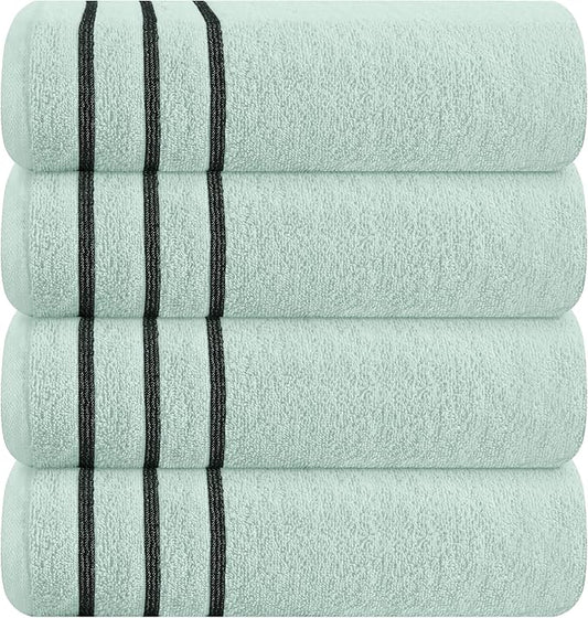 MyOwn Ultra Soft 4 Pack Oversized Bath Towel Set 27x54 inches, 100% Cotton Bath Towels, Highly Absorbant Compact Quickdry & Lightweight Towel, Ideal for Gym Travel Camp Pool - Sea Green