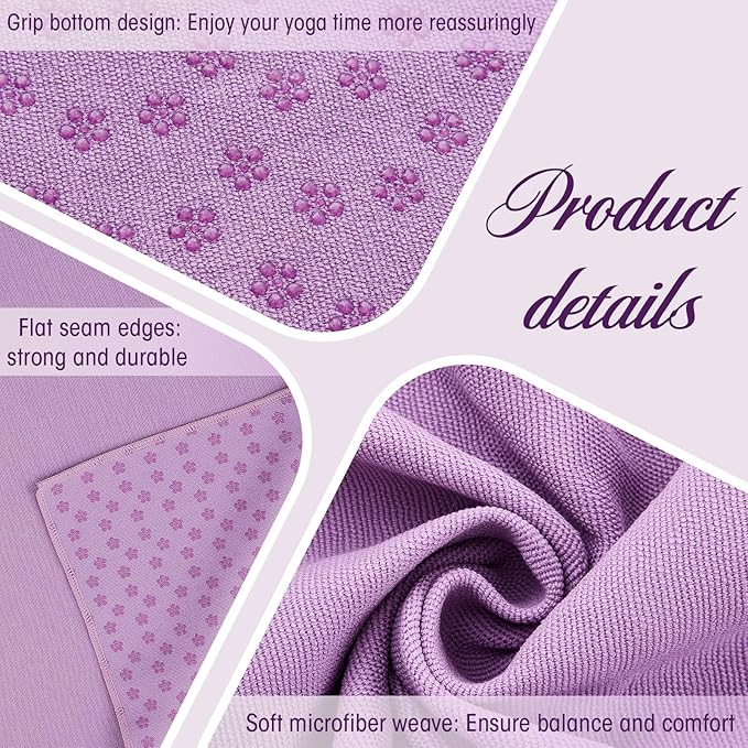 Breling 4 Set 72" x 24" Yoga Mat Towel with Grip Dot Microfiber Non Slip Hot Yoga Towel Absorbent Microfiber Sweat Anti-Slip Cover for Bikram, Pilates, Exercise and Fitness(Colorful)