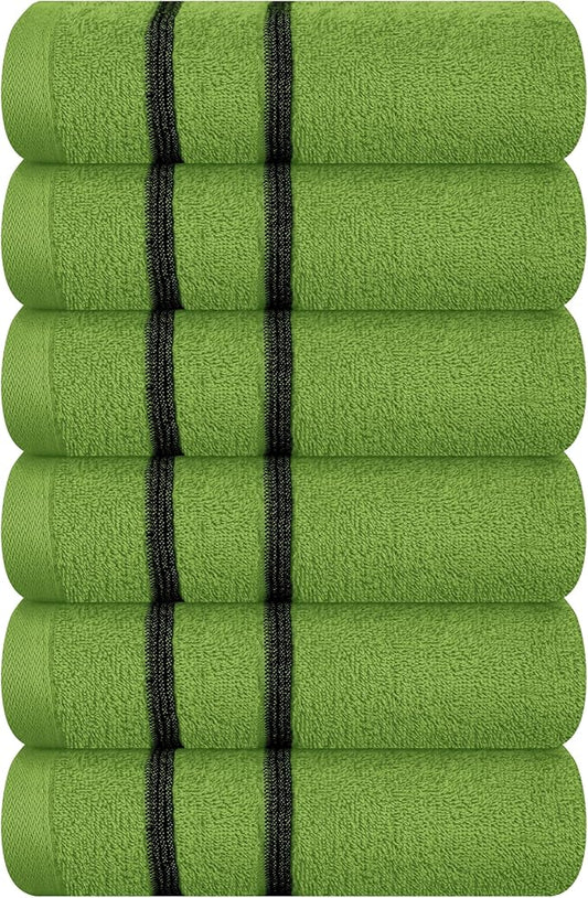 MyOwn Ultra Soft Cotton 6 -Piece Hand Towel Set 16x24 Inch, Ideal for use in Bathroom, Kitchen, Gym, Spa & General Cleaning, Compact & Lightweight Multi Purpose Hand Towels - Kiwi Green