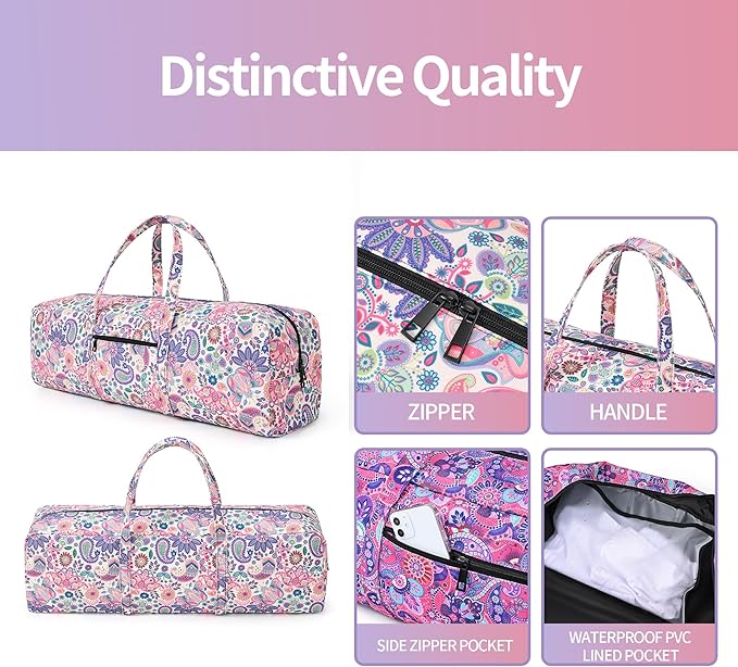 Boulder Bee | Yoga Mat Bag | Large Yoga Mat Carrier with Wet Pocket | Yoga Gifts | Gym Tote Bag for Women