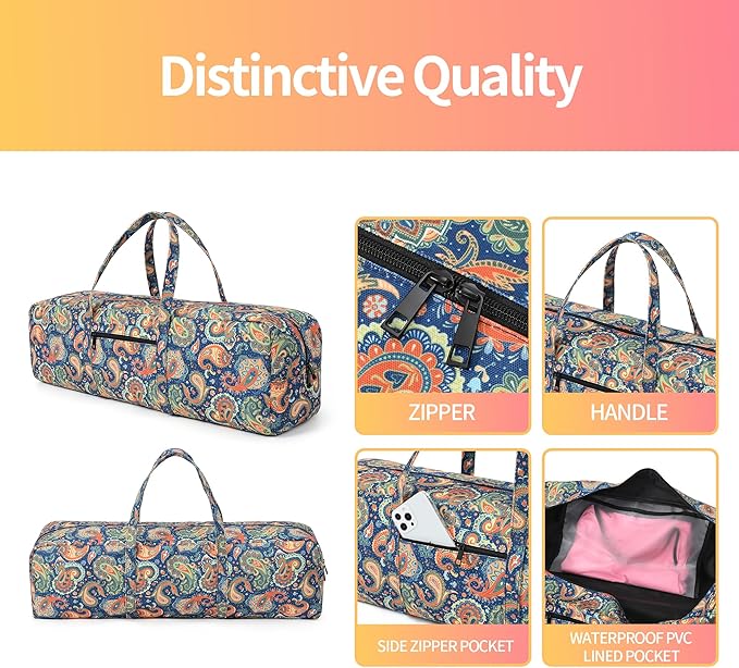 Boulder Bee | Yoga Mat Bag | Large Yoga Mat Carrier with Wet Pocket | Yoga Gifts | Gym Tote Bag for Women