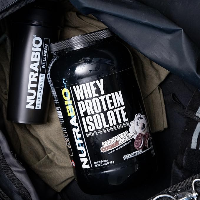 NutraBio 100% Whey Protein Isolate Protein Powder, 25g Protein with Complete Amino Acid Profile, Non-GMO, Soy & Gluten Free, Low Carb, Low Calorie Whey Protein Powder, Ice Cream Cookie Dream, 2 Lbs