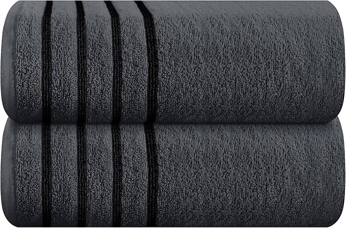 MyOwn Cotton 2 Pack Oversized Bath Sheet 35 x 70, Large Bath Sheet, Ultra Absorbent, Compact, Eco-Friendly and 100% Recyclable, Quick Drying and Lightweight Towel - Charcoal Grey