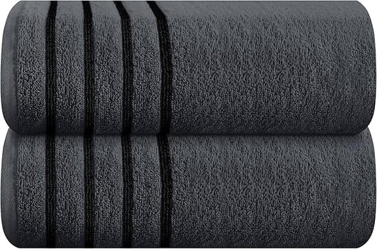 MyOwn Cotton 2 Pack Oversized Bath Sheet 35 x 70, Large Bath Sheet, Ultra Absorbent, Compact, Eco-Friendly and 100% Recyclable, Quick Drying and Lightweight Towel - Charcoal Grey