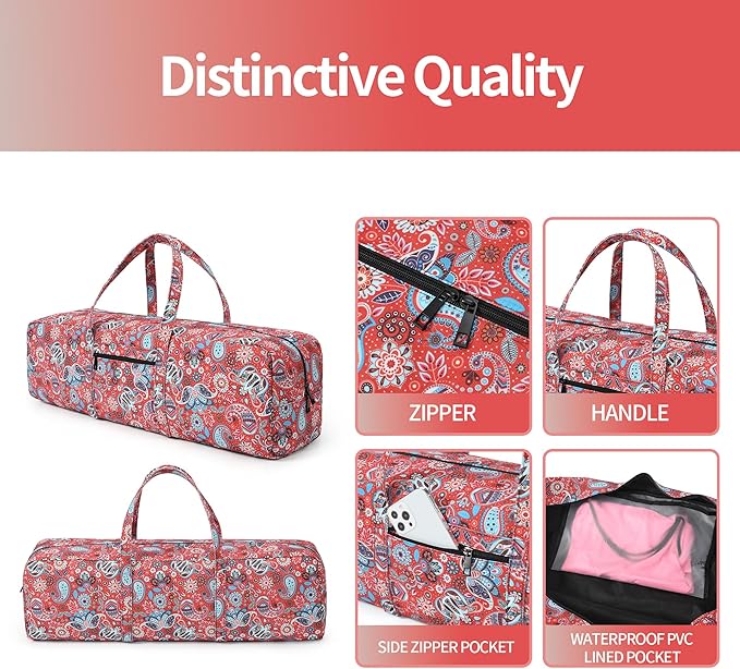 Boulder Bee | Yoga Mat Bag | Large Yoga Mat Carrier with Wet Pocket | Yoga Gifts | Gym Tote Bag for Women