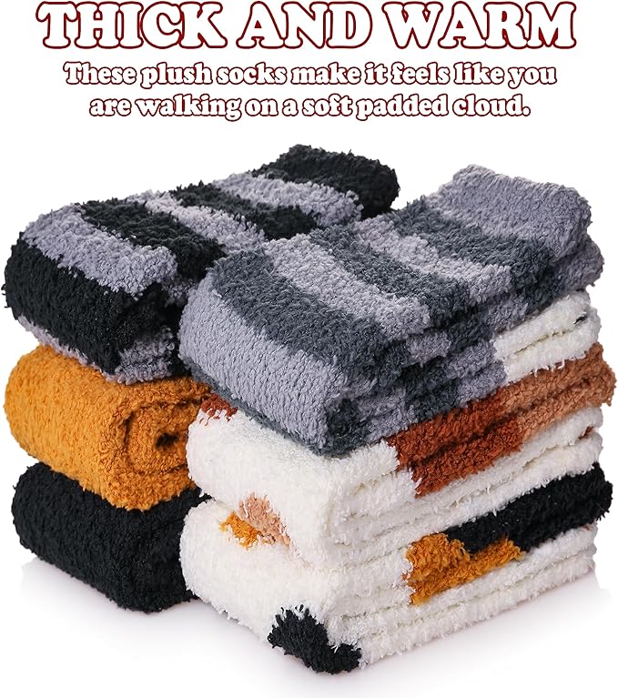 FNOVCO Non Slip Socks for Women Winter Warm Cozy Fuzzy Slipper Socks Soft Fluffy Hospital Socks with Grips