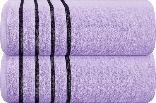 MyOwn Cotton 2 Pack Oversized Bath Sheet 35 x 70, Large Bath Sheet, Ultra Absorbent, Compact, Eco-Friendly and 100% Recyclable, Quick Drying and Lightweight Towel - Purple