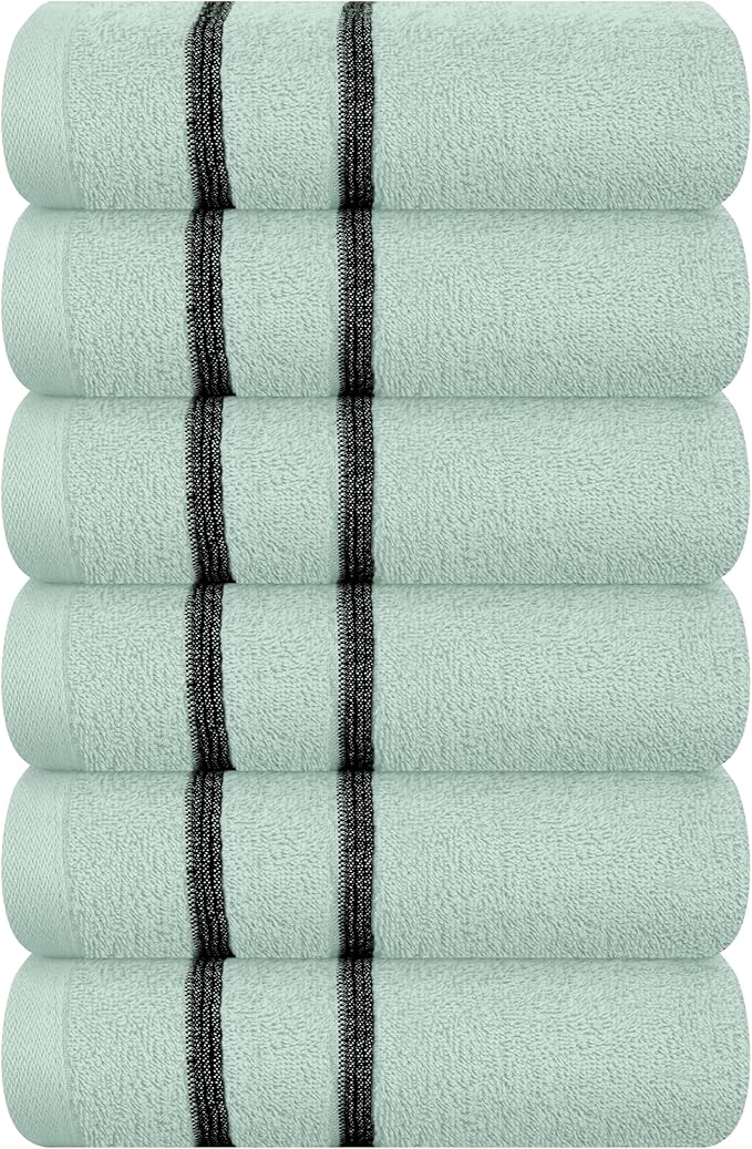 MyOwn Ultra Soft Cotton 6 -Piece Hand Towel Set 16x24 Inch, Ideal for use in Bathroom, Kitchen, Gym, Spa & General Cleaning, Compact & Lightweight Multi Purpose Hand Towels - Sea Green