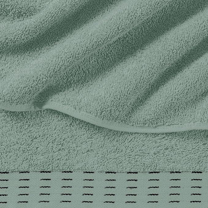 Ultra Soft 6 Pack Cotton Towel Set, Contains 2 Bath Towels 28x55 inch, 2 Hand Towels 16x24 inch & 2 Wash Coths 12x12 inch, Ideal Everyday use, Compact & Lightweight - Jade