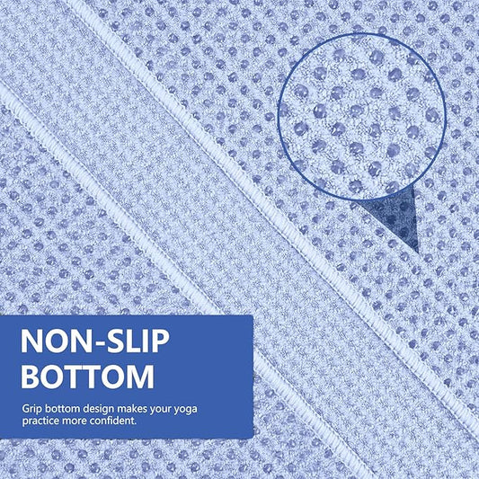 Hot Yoga Towel - Microfiber Non Slip Yoga Mat Towel with Grip Dot Sweat Absorbent Towel for Hot Yoga, Pilates and Fitness 72" x 24", Blue