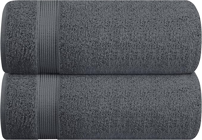 Belizzi Home Cotton 2 Pack Oversized Bath Sheet 35x70, Large Bath Sheet, Ultra Soft, Absorbent, Compact, Eco-Friendly, Recyclable, Quick Drying and Lightweight Towel - Charcoal Grey