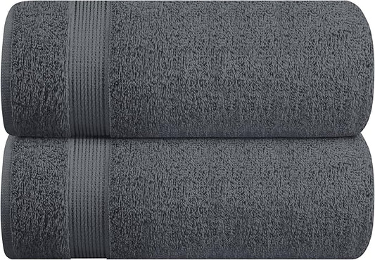 Belizzi Home Cotton 2 Pack Oversized Bath Sheet 35x70, Large Bath Sheet, Ultra Soft, Absorbent, Compact, Eco-Friendly, Recyclable, Quick Drying and Lightweight Towel - Charcoal Grey