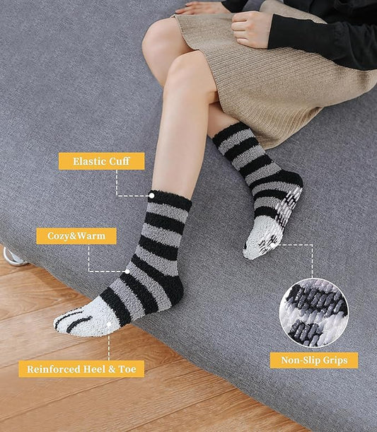 FNOVCO Non Slip Socks for Women Winter Warm Cozy Fuzzy Slipper Socks Soft Fluffy Hospital Socks with Grips