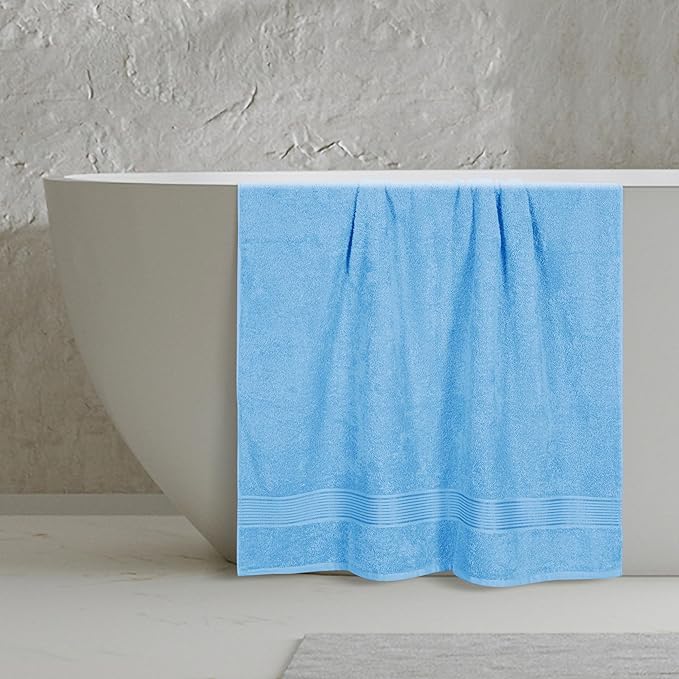 Belizzi Home Cotton 2 Pack Oversized Bath Sheet 35x70, Large Bath Sheet, Ultra Soft, Absorbent, Compact, Eco-Friendly, Recyclable, Quick Drying and Lightweight Towel - Sky Blue