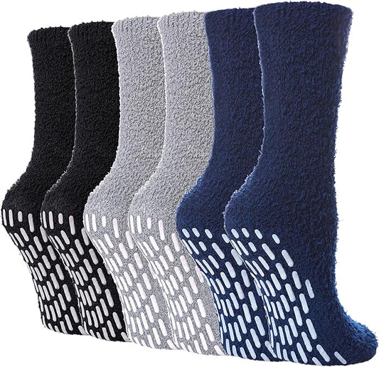 FNOVCO Non Slip Socks for Women Winter Warm Cozy Fuzzy Slipper Socks Soft Fluffy Hospital Socks with Grips