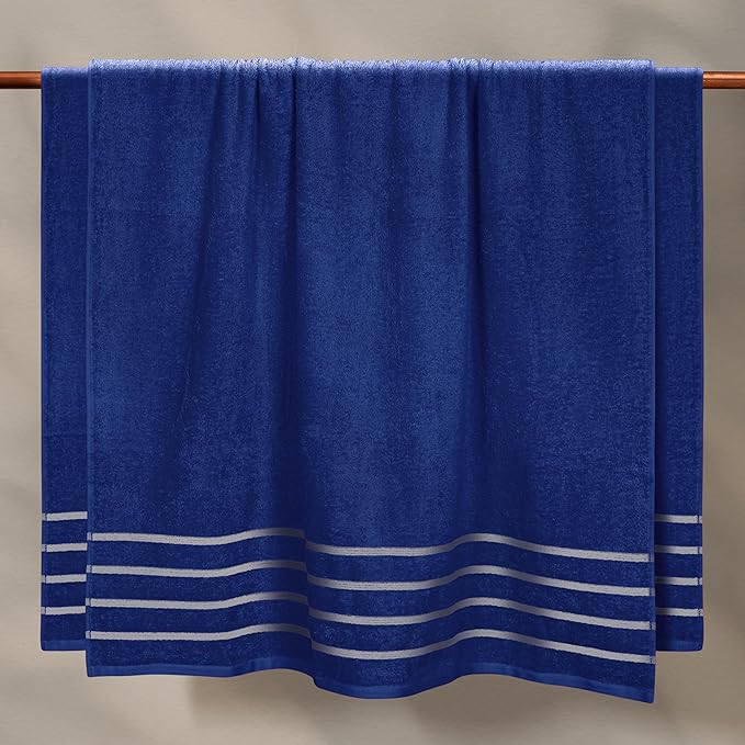 MyOwn Cotton 2 Pack Oversized Bath Sheet 35 x 70, Large Bath Sheet, Ultra Absorbent, Compact, Eco-Friendly and 100% Recyclable, Quick Drying and Lightweight Towel - Navy Blue