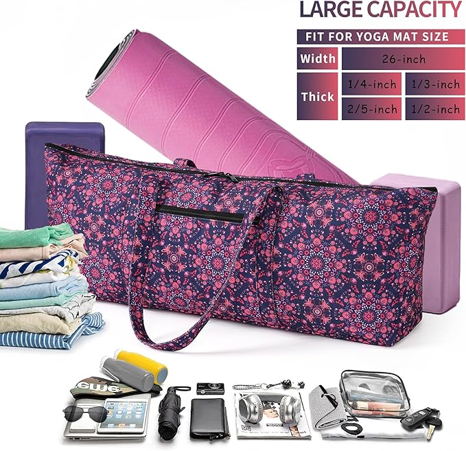 Boulder Bee | Yoga Mat Bag | Large Yoga Mat Carrier with Wet Pocket | Yoga Gifts | Gym Tote Bag for Women