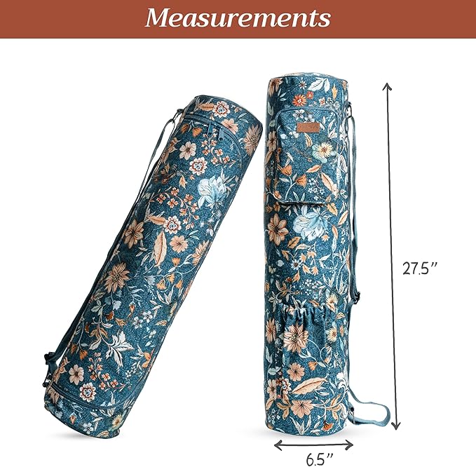 Maison d' Hermine Yoga Mat bag, Cylindrical bag for Woman&Men, yoga mat Bag &Adjustable shoulder straps Yoga Mat Carrier Bag with Drawstring Water Bottle Pocket and zipper pocket