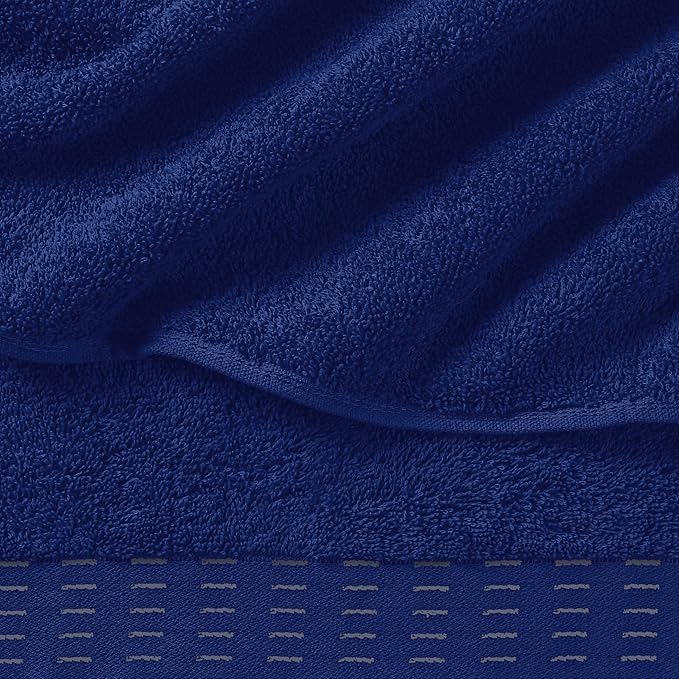 Ultra Soft 6 Pack Cotton Towel Set, Contains 2 Bath Towels 28x55 inch, 2 Hand Towels 16x24 inch & 2 Wash Coths 12x12 inch, Ideal Everyday use, Compact & Lightweight - Navy Blue