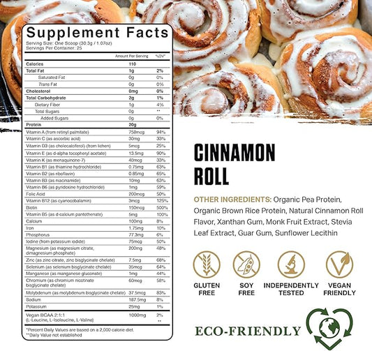 Ambrosia Planta - Premium Plant-Based Protein | Vegan & Keto Friendly | Gourmet Flavors with No Bloating or Stomach Upset | Gluten & Soy Free | No Added Sugar | 25 Servings | Cinnamon Roll
