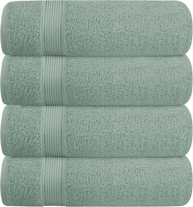 BELZZI Home Ultra Soft 4 Pack Oversized Bath Towel Set 27x54, Cotton Compact Bath Towels, Highly Absorbant Eco-Friendly Quickdry & Lightweight Towel, Ideal for Gym Travel Camp Pool - Jade
