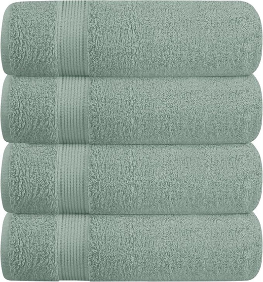 BELZZI Home Ultra Soft 4 Pack Oversized Bath Towel Set 27x54, Cotton Compact Bath Towels, Highly Absorbant Eco-Friendly Quickdry & Lightweight Towel, Ideal for Gym Travel Camp Pool - Jade