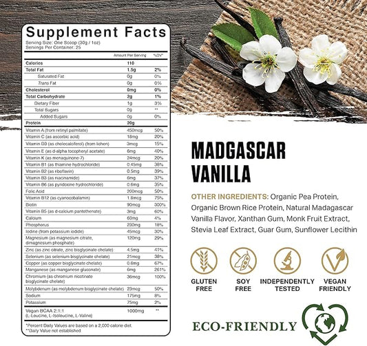 Ambrosia Planta - Premium Plant-Based Protein | Vegan & Keto Friendly | Gourmet Flavors with No Bloating or Stomach Upset | Gluten & Soy Free | No Added Sugar | 25 Servings | Vanilla
