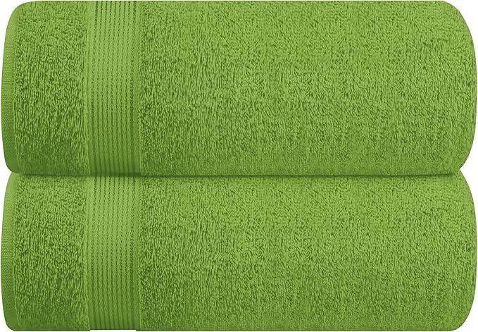 Belizzi Home Cotton 2 Pack Oversized Bath Sheet 35x70, Large Bath Sheet, Ultra Soft, Absorbent, Compact, Eco-Friendly, Recyclable, Quick Drying and Lightweight Towel - Kiwi Green