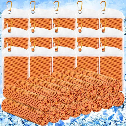Hosuly 15 Pack Cooling Towels 40" x 12" Cooling Towels for Neck and Face Iced Towel Microfiber Soft Breathable Chilly Yoga Towel for Hot Weather (Orange)