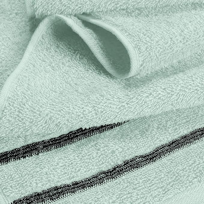 MyOwn Ultra Soft 6 Pack Cotton Towel Set, Contains 2 Bath Towels 28x55 inch, 2 Hand Towels 16x24 inch & 2 Wash Coths 12x12 inch, Ideal Everyday use, Compact & Lightweight - Sea Green, 71656