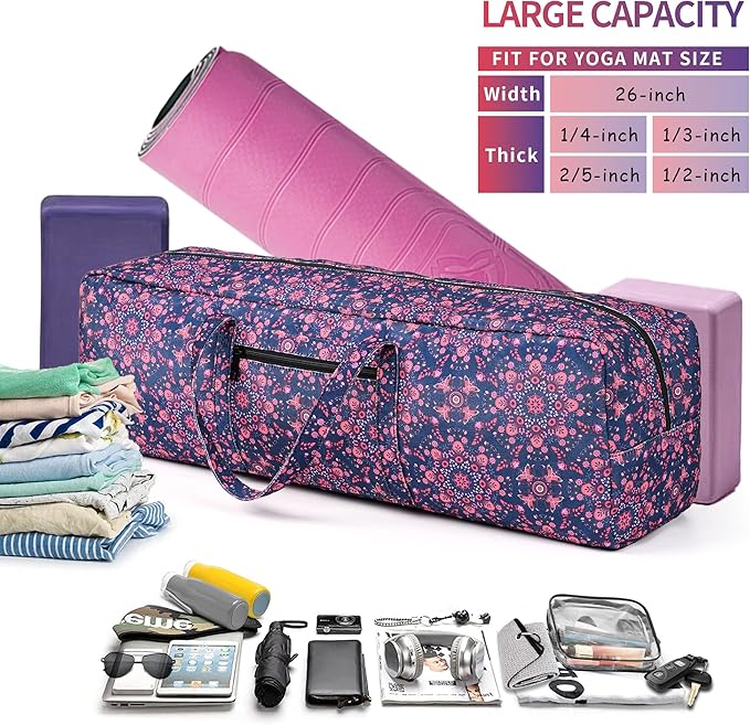Boulder Bee | Yoga Mat Bag | Large Yoga Mat Carrier with Wet Pocket | Yoga Gifts | Gym Tote Bag for Women