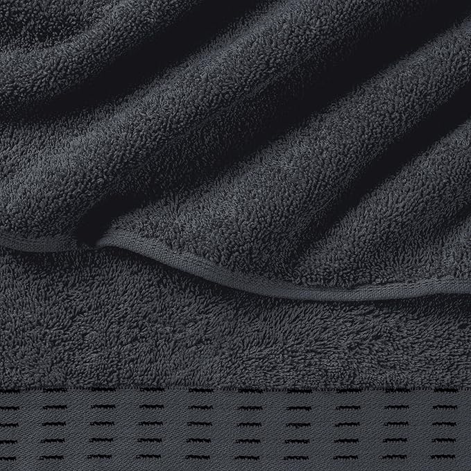 Ultra Soft 6 Pack Cotton Towel Set, Contains 2 Bath Towels 28x55 inch, 2 Hand Towels 16x24 inch & 2 Wash Coths 12x12 inch, Ideal Everyday use, Compact & Lightweight - Charcoal Grey