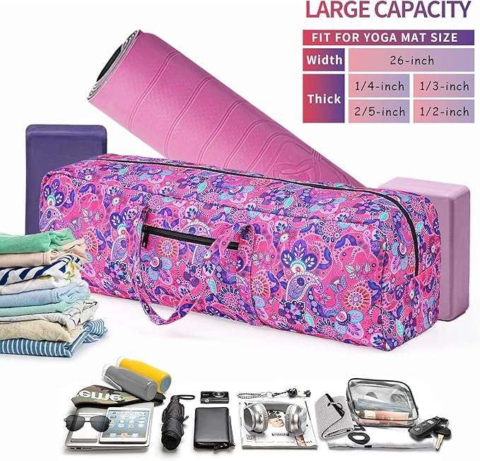 Boulder Bee | Yoga Mat Bag | Large Yoga Mat Carrier with Wet Pocket | Yoga Gifts | Gym Tote Bag for Women