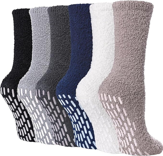 FNOVCO Non Slip Socks for Women Winter Warm Cozy Fuzzy Slipper Socks Soft Fluffy Hospital Socks with Grips